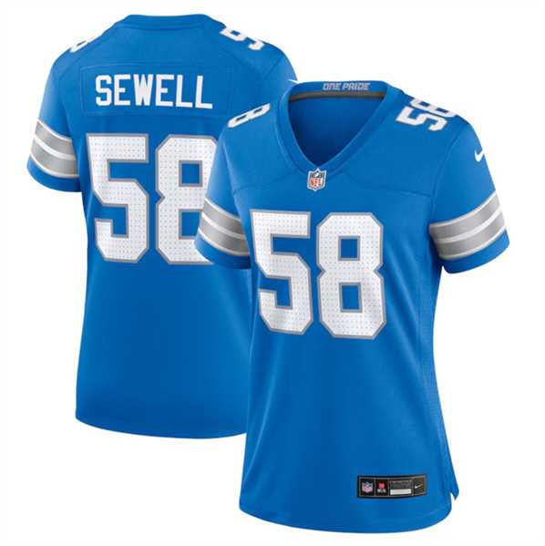 Womens Detroit Lions #58 Penei Sewell Blue Stitched Jersey Dzhi->->Women Jersey